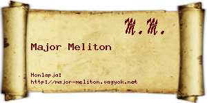 Major Meliton névjegykártya
